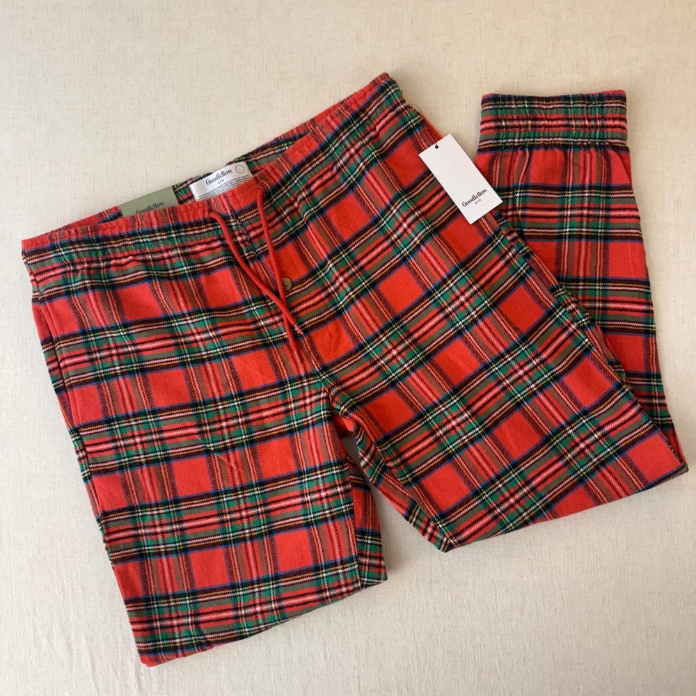 Goodfellow & Co Mens Holiday Flannel Pant Red Plaid Tapered Jogger Large NWT